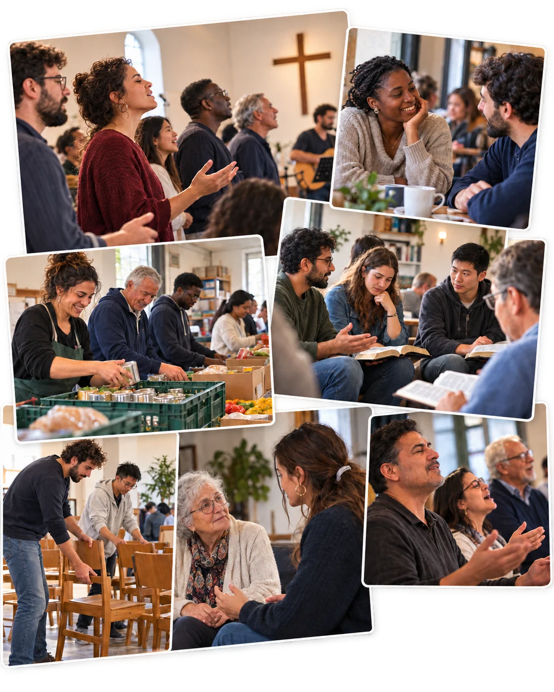 Collage illustrativo di momenti di vita delle comunità cristiane